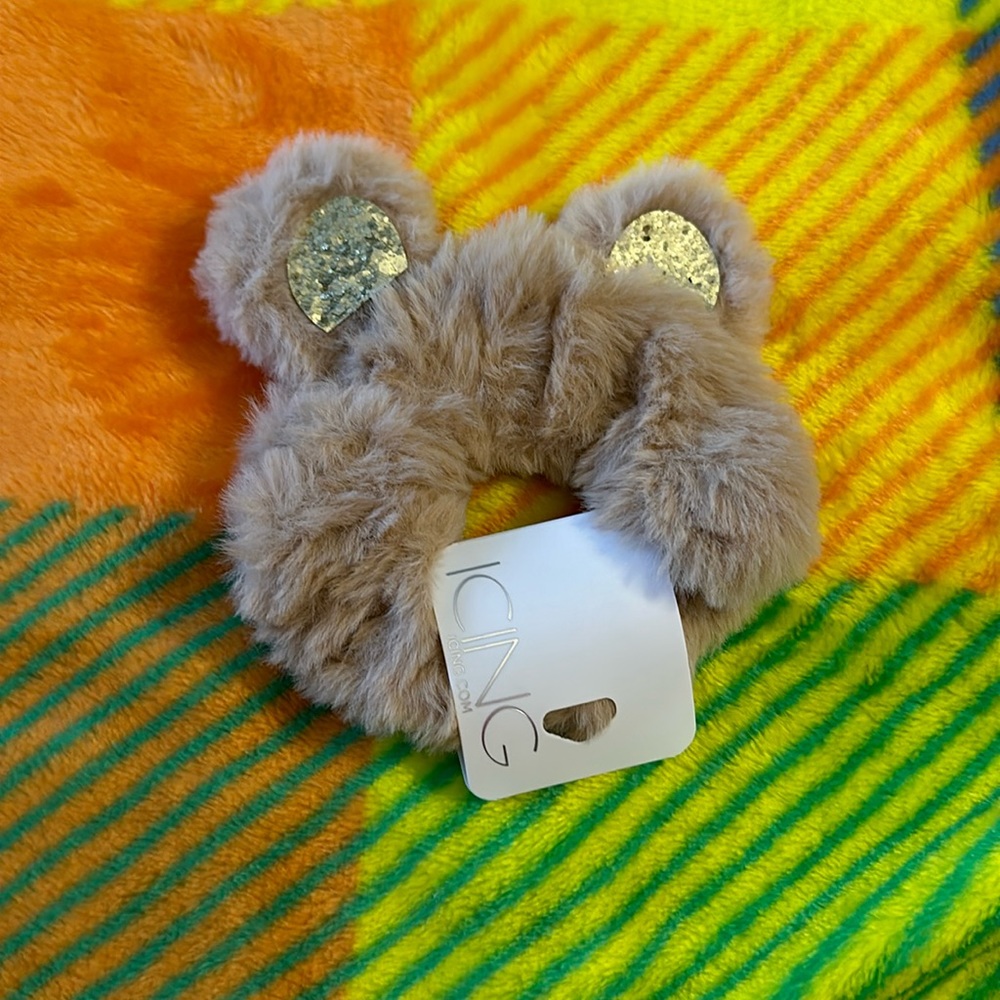 Icing Furry Teddy Bear Hair Scrunchie
